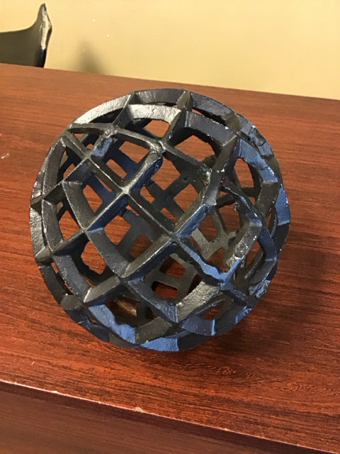 7" Black Metal Geometric Decorative Orb