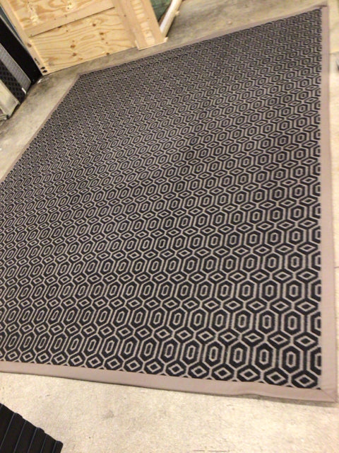AS-IS 133 1/2" X 103" Stark Carpet Grey & Black Geometric Pattern Rug