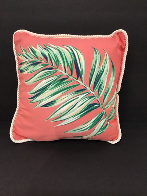 Outdoor Pillow w/Palm Design w/Braid