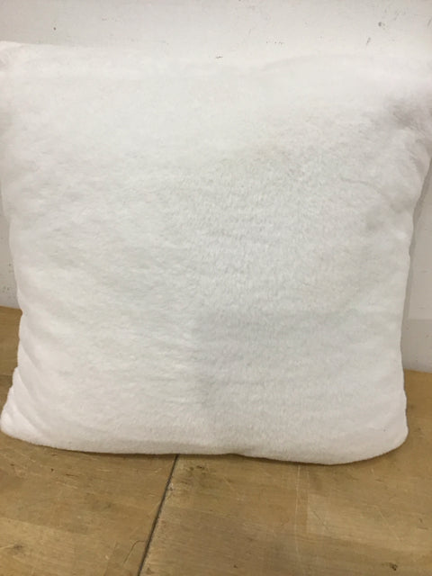 16" White Faux Fur Pillow