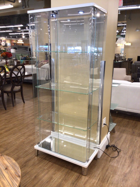 Glass & Chrome Curio Cabinet