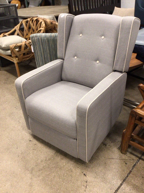 Light Grey Fabric Button Tufted Manual Recliner