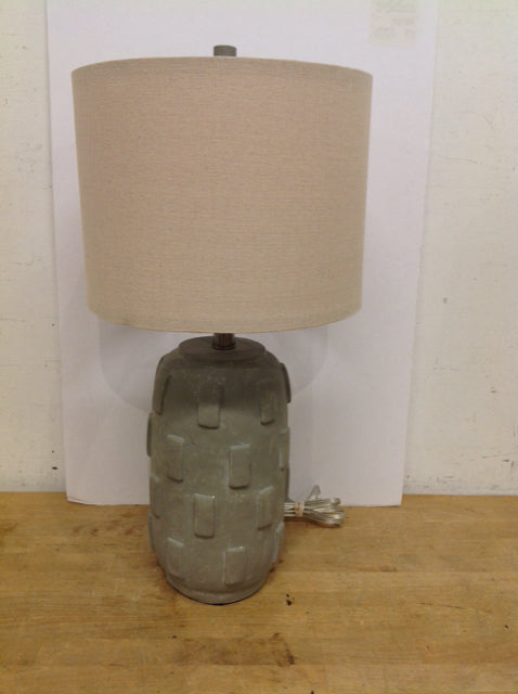 23" Grey Clay Jar Lamp w/Shade