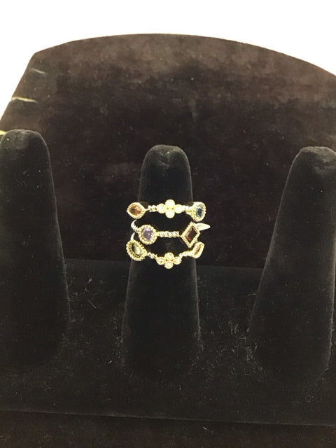 Yurman Style Silver Confetti Ring w/8 Stones