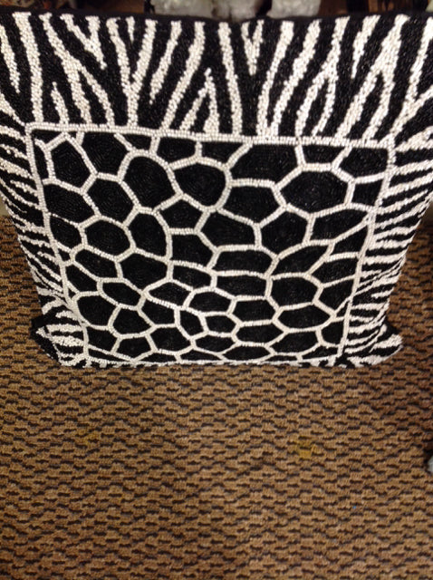 Pillow- 16" Beaded Zebra Print