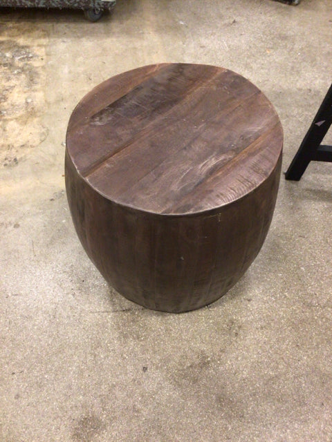 Round Wood Drum End Table