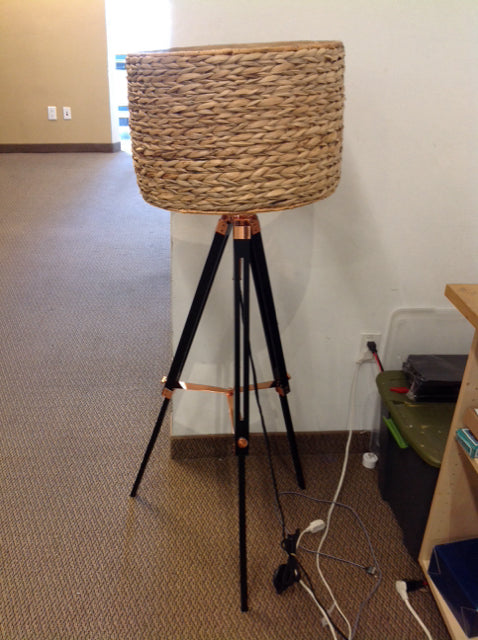 Black/Copper Metal Tripod Floor Lamp w/Shade