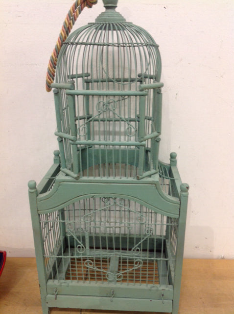 26" Green Wood Bird Cage