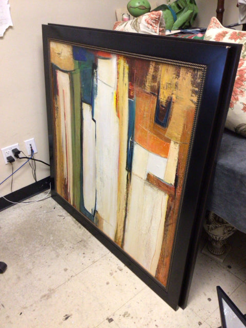 47 1/4" X 45 3/8" Jordan Framed Abstract Oil Painting On Canvas