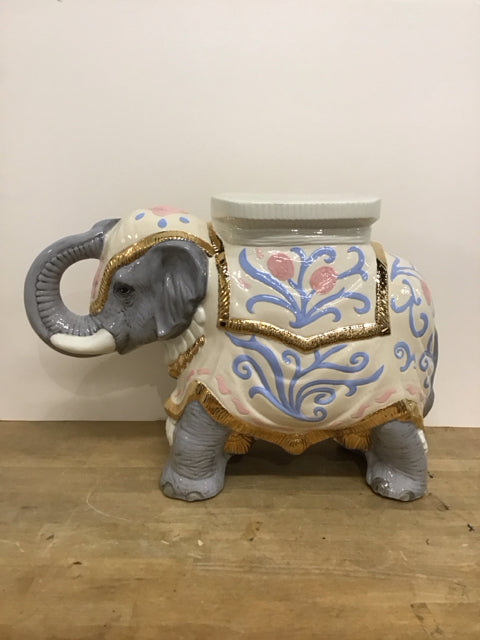 19x27 Glazed Porcelain Elephant w/Gold Accents