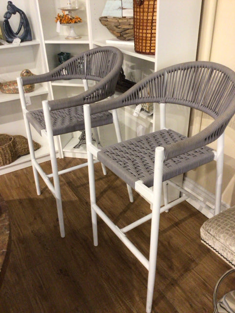 AS-IS Pair Of Source Furniture Skye Arm Bar Stools(Heavy Soiled)