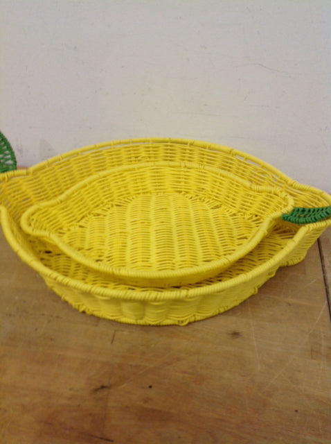 Set Of 2 Lemon Basket Trays