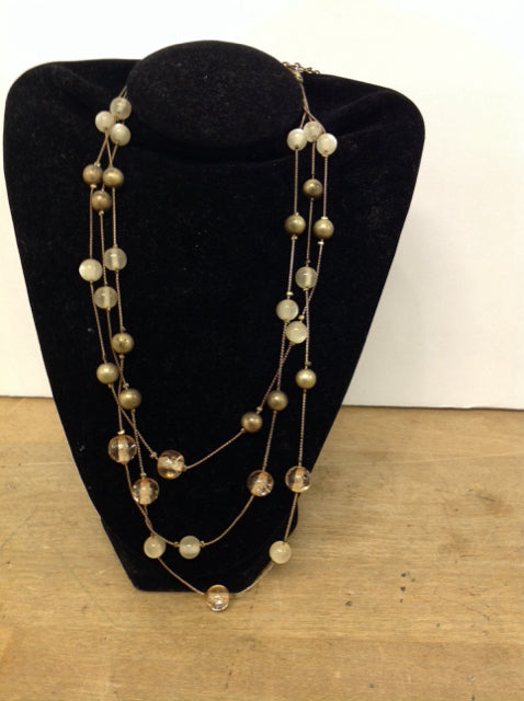 Multi-Strand Gold & Color Beaded Necklace