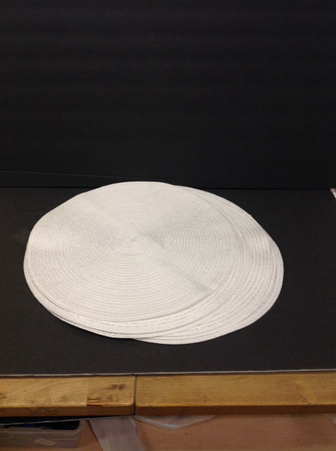 Set/8 Round White Woven Placemats
