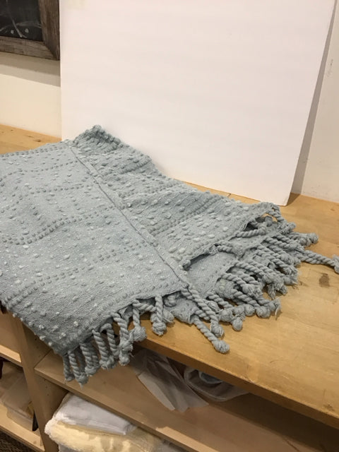 Blue Woven Throw w/Fringes
