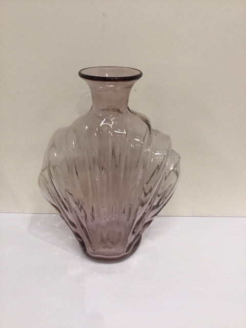 12" Purple Crystal Vase w/Shell Design