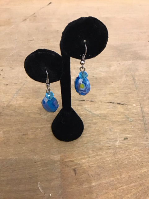 Blue Glass Dangle Earrings
