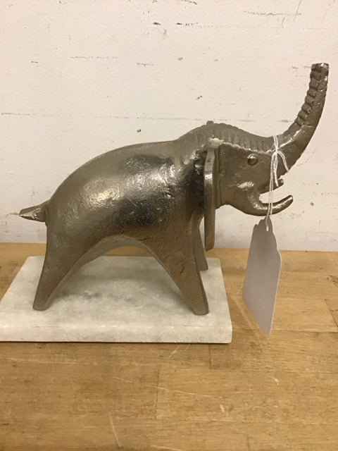 8" Metal Elephant W/Stone Base