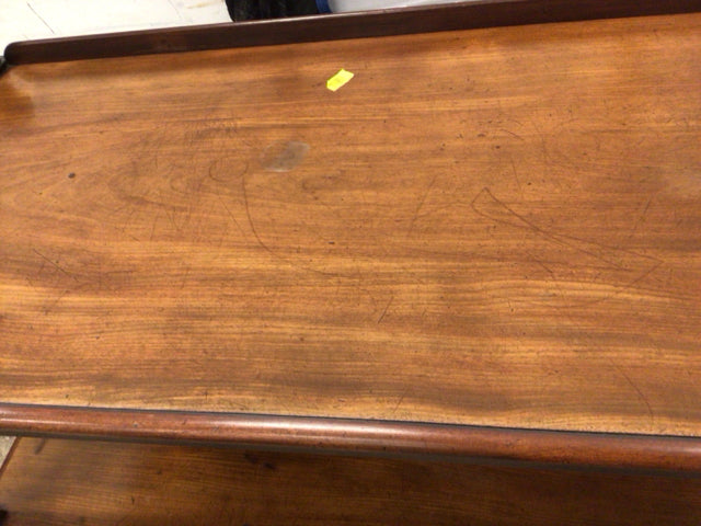 42" X 20" AS-IS Three Tier Wood Shelving On Casters(Marks/Spots On Top)