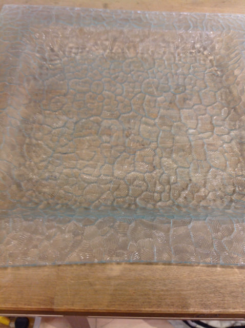 Tray- 13" Clear Crackle Glass