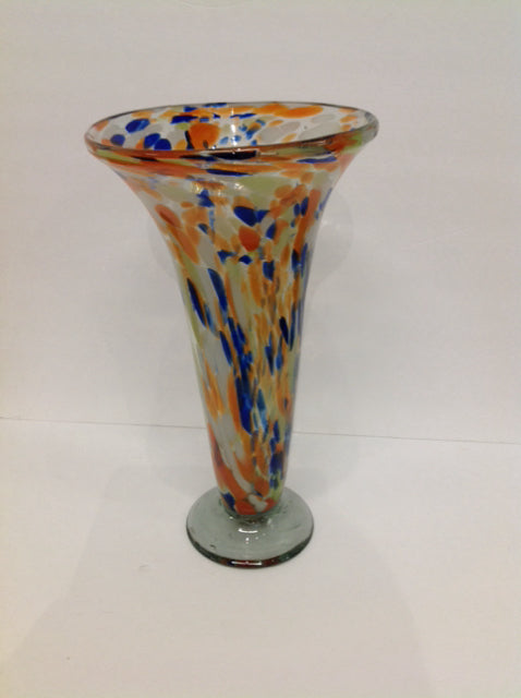 16" Art Deco Multicolored Glass Vase