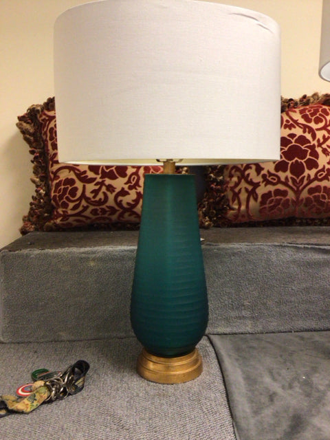 27 5/8" Turquoise Glass Table Lamp W/Shade