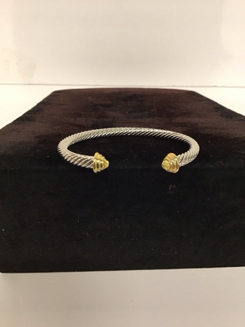 Yurman Style Thin Cuff Bracelet w/Diamonds