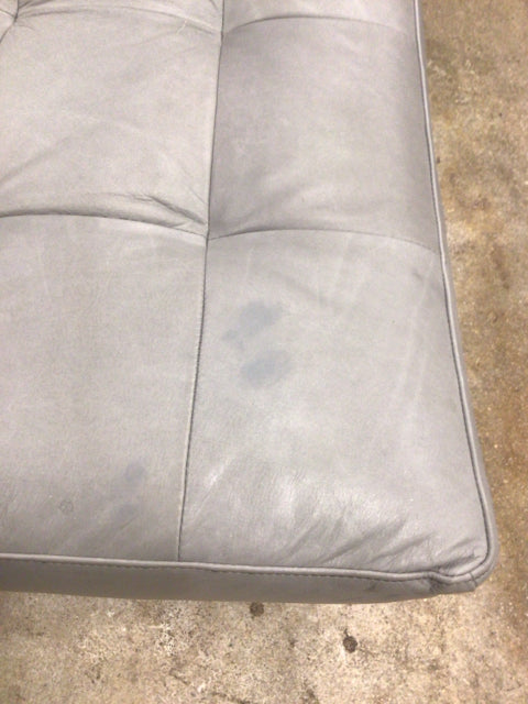 AS-IS Williams & Sanoma James Grey Leather Chair & Ottoman(Ottoman Discolor)