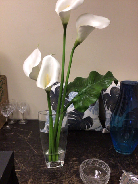 Emilio Robba Glass Vase w/Faux Calla Lillies