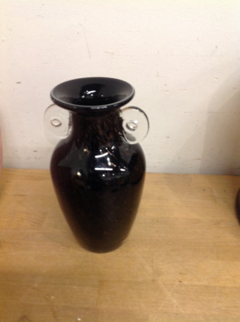 Vase- 10" Black & Gold Art Glass