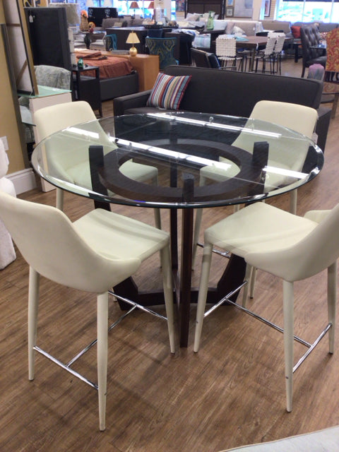 48" Round Glass Top Counter Height Table
