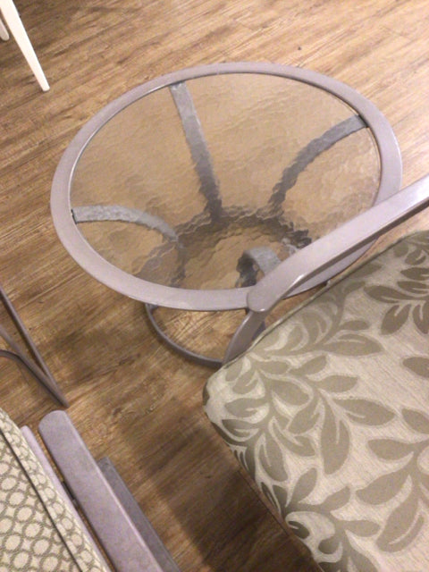 25 3/4" Round Metal Glass Top Outdoor End Table