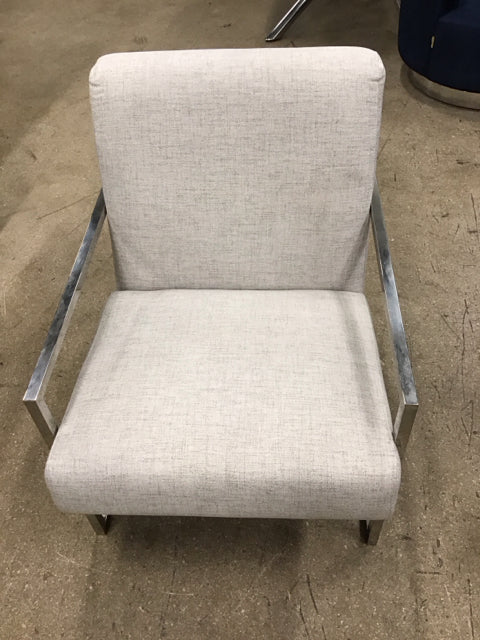 Tan Upholstered Chrome Accent Chair