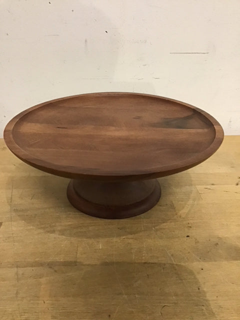 12" Footed Wooden Cake Plate
