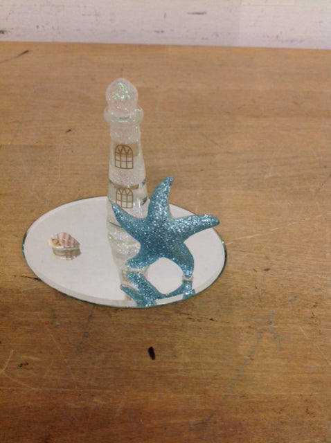 Glass Lighthouse Starfish Trinket