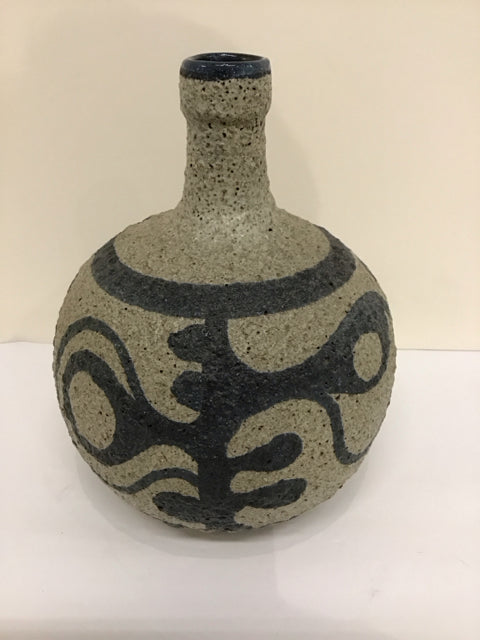 Lapid "Batia" Textured Ceramic Bottle Vase Signed
