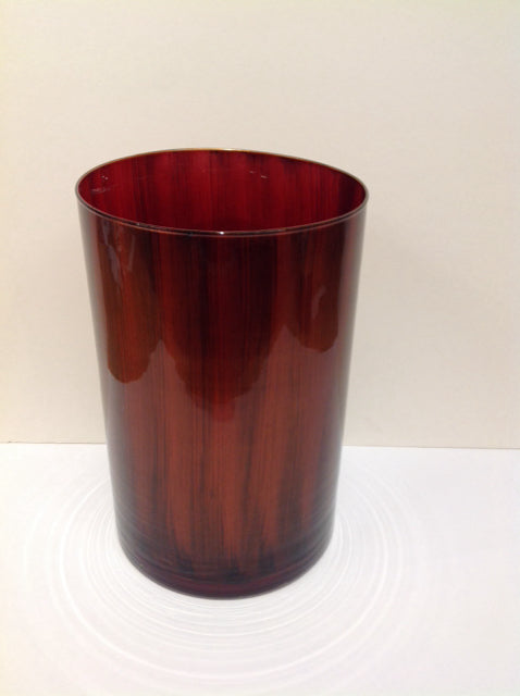 Round Burnt Orange Abstract Glass Planter