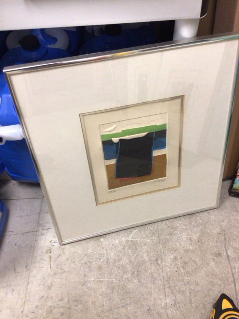 16 1/8" X 16 5/8" Silver Framed Mixed Media