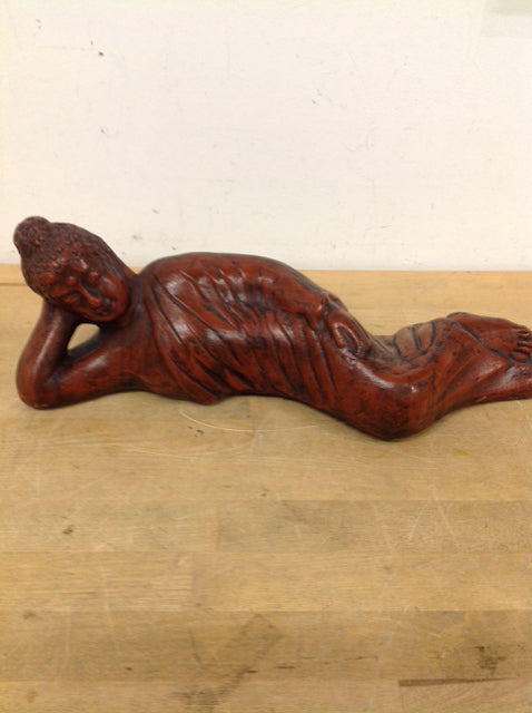 15" Asian Female Brown Ceramic Statue