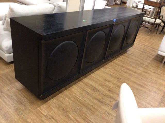 AS-IS Black Four Door Circle Front Console Table(Surface Marks)