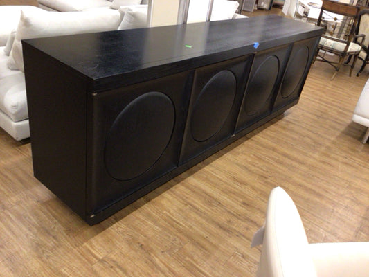 AS-IS Black Four Door Circle Front Console Table(Surface Marks)