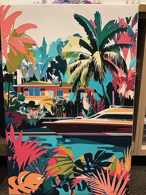 36"x24" Yacht Art By Monika Jones