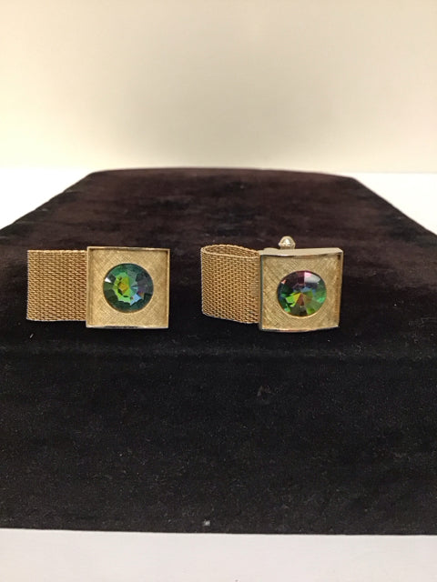Gold Cufflinks w/Mystic Topaz Stones