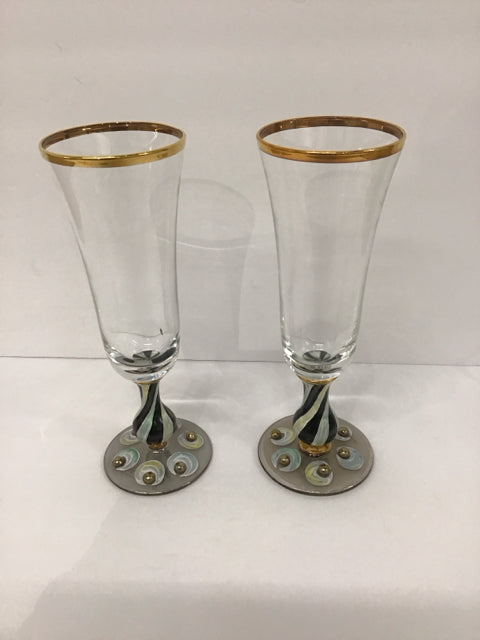 MacKenzie Childs "Tango" Champagne Flutes