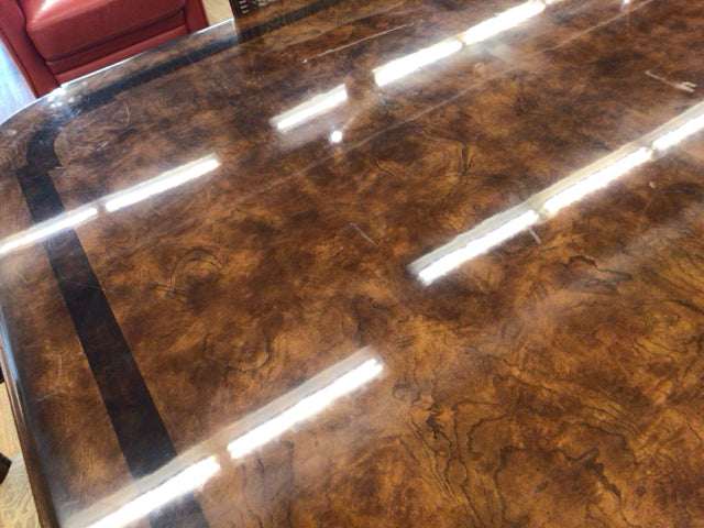 Baers Furniture Brown Wood Extension Dining Table W/6 Chairs/2 Leafs