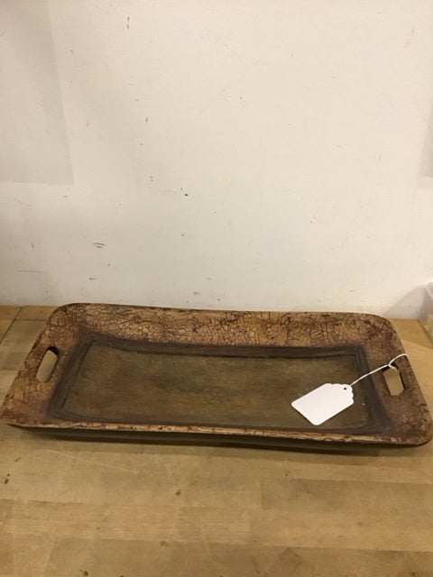 20" Brown Pottery Tray