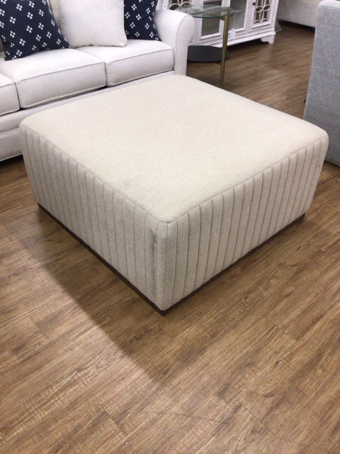 Square Upholstered Cream Ottoman