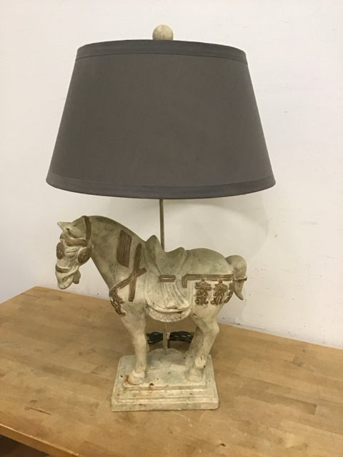 32"hx18"w Chinese War Horse Table Lamp