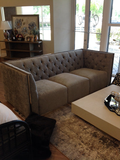 Perazzi Grey/Chrome Tufted Sofa