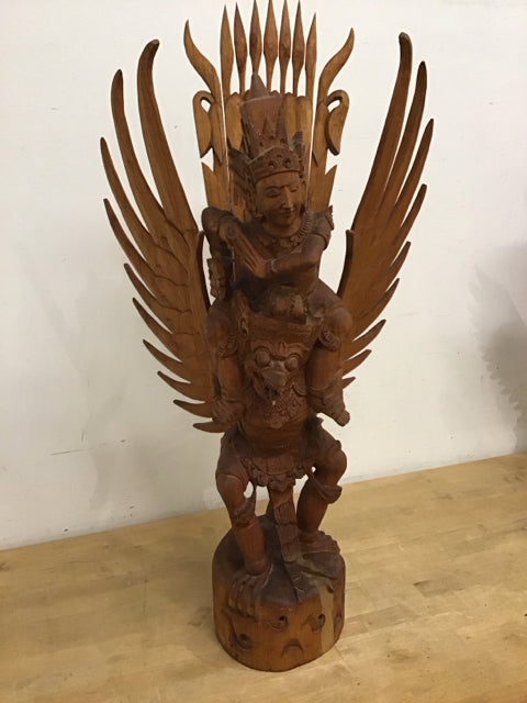 36" Asian Garuda Wood Sculpture As Is